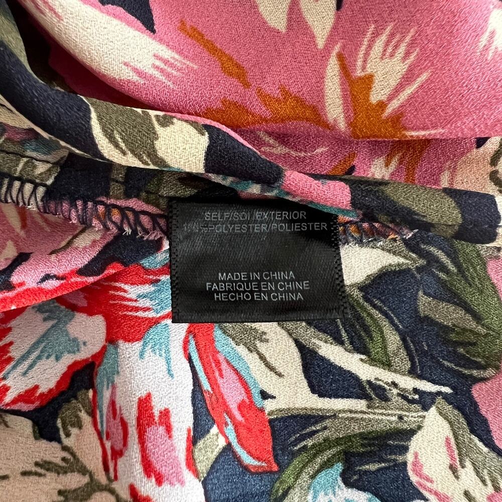 Leyden Womens Faux Wrap Floral Blouse Long Sleeve Pink L Large - Picture 7 of 8